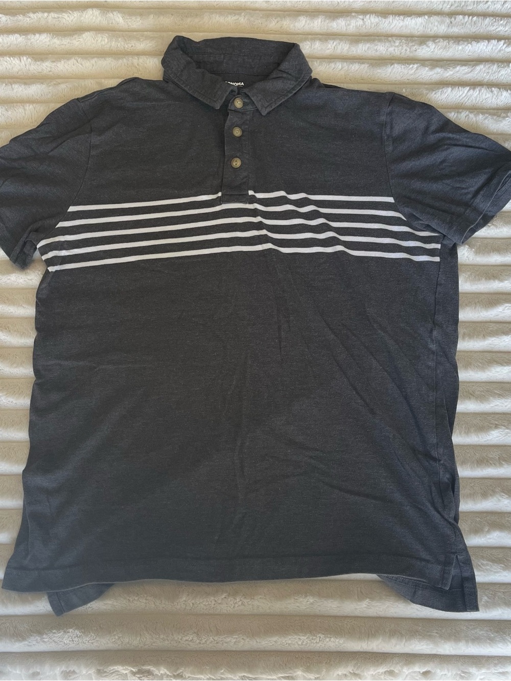Men's Gray Polo Shirt with White Stripes